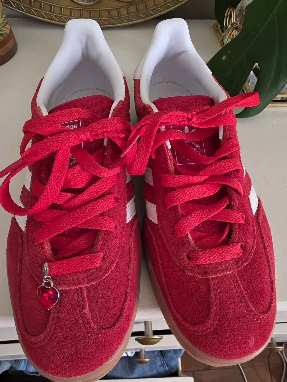 adidas Women's Red Suede Lace-Up Sneakers